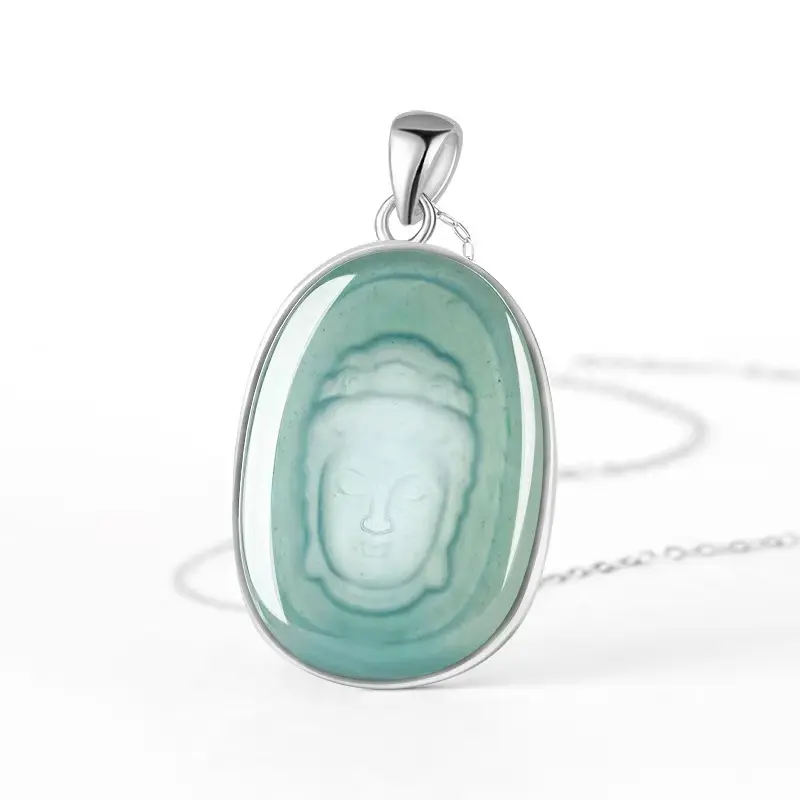 Jade guanyin face necklace