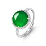 Jadeite oval open-end ring