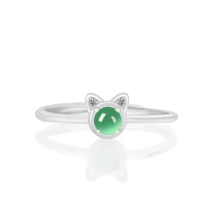 Jadeite mini cat open-end ring