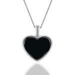 Ink-jade heart-shape pendant