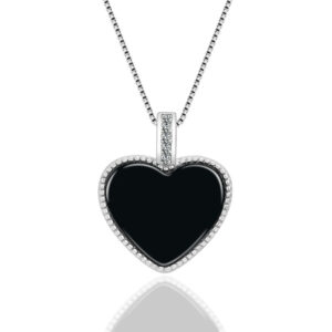 Ink-jade heart-shape pendant
