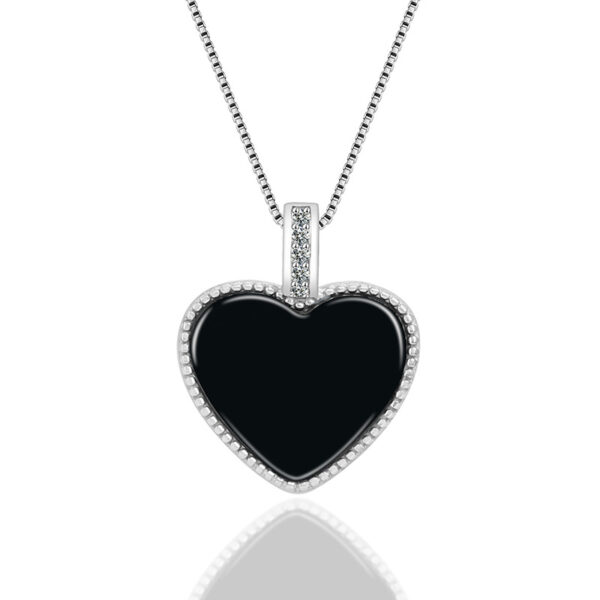 Ink-jade heart-shape pendant